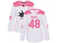 Women Adidas San Jose Sharks #48 Tomas Hertl White/Pink Fashion NHL Jersey