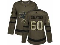 Women Adidas San Jose Sharks #60 Rourke Chartier Green Salute to Service NHL Jersey