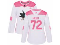 Women Adidas San Jose Sharks #72 Tim Heed White/Pink Fashion NHL Jersey