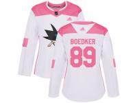 Women Adidas San Jose Sharks #89 Mikkel Boedker White/Pink Fashion NHL Jersey
