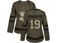 Women Adidas St. Louis Blues #19 Jay Bouwmeester Green Salute to Service NHL Jersey