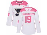 Women Adidas St. Louis Blues #19 Jay Bouwmeester White/Pink Fashion NHL Jersey