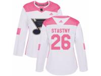 Women Adidas St. Louis Blues #26 Paul Stastny White/Pink Fashion NHL Jersey