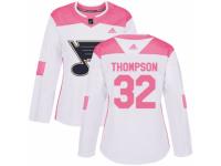 Women Adidas St. Louis Blues #32 Tage Thompson White/Pink Fashion NHL Jersey