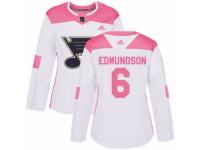Women Adidas St. Louis Blues #6 Joel Edmundson White/Pink Fashion NHL Jersey