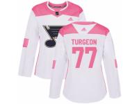Women Adidas St. Louis Blues #77 Pierre Turgeon White/Pink Fashion NHL Jersey