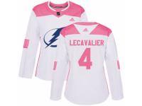 Women Adidas Tampa Bay Lightning #4 Vincent Lecavalier White/Pink Fashion NHL Jersey