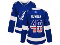 Women Adidas Tampa Bay Lightning #48 Brett Howden Blue USA Flag Fashion NHL Jersey