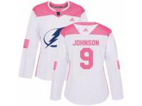 Women Adidas Tampa Bay Lightning #9 Tyler Johnson White/Pink Fashion NHL Jersey