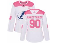 Women Adidas Tampa Bay Lightning #90 Vladislav Namestnikov White/Pink Fashion NHL Jersey