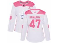 Women Adidas Toronto Maple Leafs #47 Leo Komarov White/Pink Fashion NHL Jersey