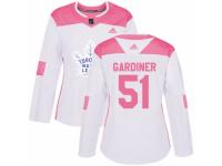 Women Adidas Toronto Maple Leafs #51 Jake Gardiner White/Pink Fashion NHL Jersey