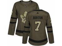 Women Adidas Toronto Maple Leafs #7 Tim Horton Green Salute to Service NHL Jersey