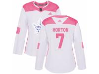 Women Adidas Toronto Maple Leafs #7 Tim Horton White/Pink Fashion NHL Jersey