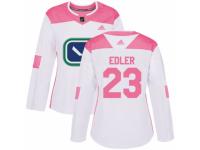 Women Adidas Vancouver Canucks #23 Alexander Edler White/Pink Fashion NHL Jersey