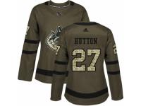 Women Adidas Vancouver Canucks #27 Ben Hutton Green Salute to Service NHL Jersey