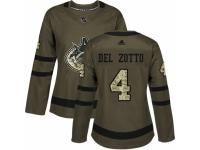 Women Adidas Vancouver Canucks #4 Michael Del Zotto Green Salute to Service NHL Jersey
