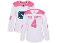 Women Adidas Vancouver Canucks #4 Michael Del Zotto White/Pink Fashion NHL Jersey