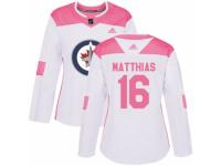 Women Adidas Winnipeg Jets #16 Shawn Matthias White/Pink Fashion NHL Jersey
