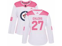 Women Adidas Winnipeg Jets #27 Nikolaj Ehlers White/Pink Fashion NHL Jersey