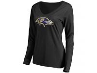 Women Baltimore Ravens Pro Line Primary Team Logo Slim Fit Long Sleeve T-Shirt Black
