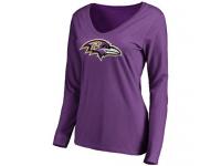 Women Baltimore Ravens Pro Line Primary Team Logo Slim Fit Long Sleeve T-Shirt Purple