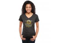 Women Dallas Mavericks Gold Collection V-Neck Tri-Blend T-Shirt Black