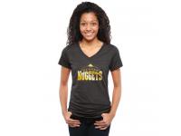 Women Denver Nuggets Gold Collection V-Neck Tri-Blend T-Shirt Black