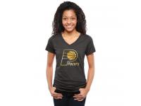 Women Indiana Pacers Gold Collection V-Neck Tri-Blend T-Shirt Black