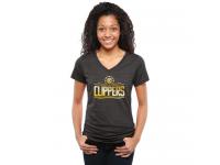 Women Los Angeles Clippers Gold Collection V-Neck Tri-Blend T-Shirt Black
