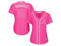 Women Majestic Atlanta Braves #15 Sean Rodriguez Pink Fashion Cool Base MLB Jersey
