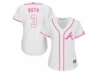 Women Majestic Atlanta Braves #3 Babe Ruth White Fashion Cool Base MLB Jersey