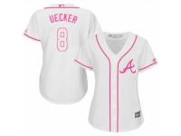 Women Majestic Atlanta Braves #8 Bob Uecker White Fashion Cool Base MLB Jersey