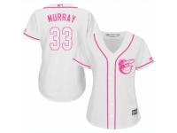 Women Majestic Baltimore Orioles #33 Eddie Murray White Fashion Cool Base MLB Jersey