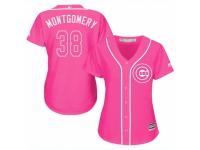 Women Majestic Chicago Cubs #38 Mike Montgomery Pink Fashion MLB Jersey