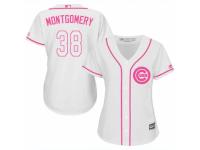 Women Majestic Chicago Cubs #38 Mike Montgomery White Fashion MLB Jersey