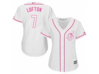 Women Majestic Cleveland Indians #7 Kenny Lofton White Fashion Cool Base MLB Jersey