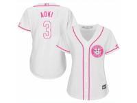 Women Majestic Houston Astros #3 Norichika Aoki White Fashion Cool Base MLB Jersey