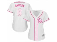 Women Majestic Miami Marlins #8 Andre Dawson White Fashion Cool Base MLB Jersey