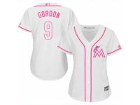 Women Majestic Miami Marlins #9 Dee Gordon White Fashion Cool Base MLB Jersey