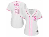 Women Majestic New York Mets #21 Lucas Duda White Fashion Cool Base MLB Jersey