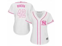 Women Majestic New York Yankees #42 Mariano Rivera White Fashion Cool Base MLB Jersey