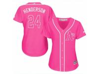 Women Majestic Oakland Athletics #24 Rickey Henderson Pink Fashion Cool Base MLB Jersey