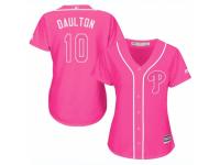 Women Majestic Philadelphia Phillies #10 Darren Daulton Pink Fashion Cool Base MLB Jersey