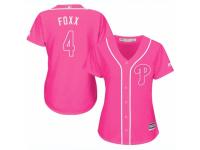 Women Majestic Philadelphia Phillies #4 Jimmy Foxx Pink Fashion Cool Base MLB Jersey