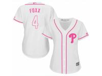 Women Majestic Philadelphia Phillies #4 Jimmy Foxx White Fashion Cool Base MLB Jersey