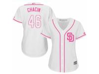 Women Majestic San Diego Padres #46 Jhoulys Chacin White Fashion Cool Base MLB Jersey