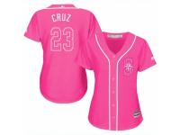 Women Majestic Seattle Mariners #23 Nelson Cruz Pink Fashion Cool Base MLB Jersey