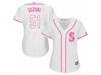 Women Majestic Seattle Mariners #51 Ichiro Suzuki White Fashion Cool Base MLB Jersey