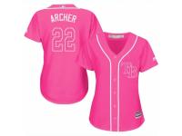 Women Majestic Tampa Bay Rays #22 Chris Archer Pink Fashion Cool Base MLB Jersey